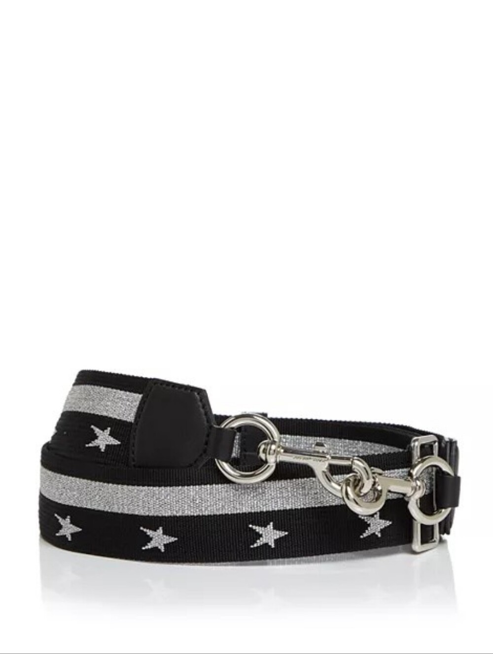 MARC JACOBS Metallic Stars and Stripes Webbing Strap Replacement (Black/Silver)